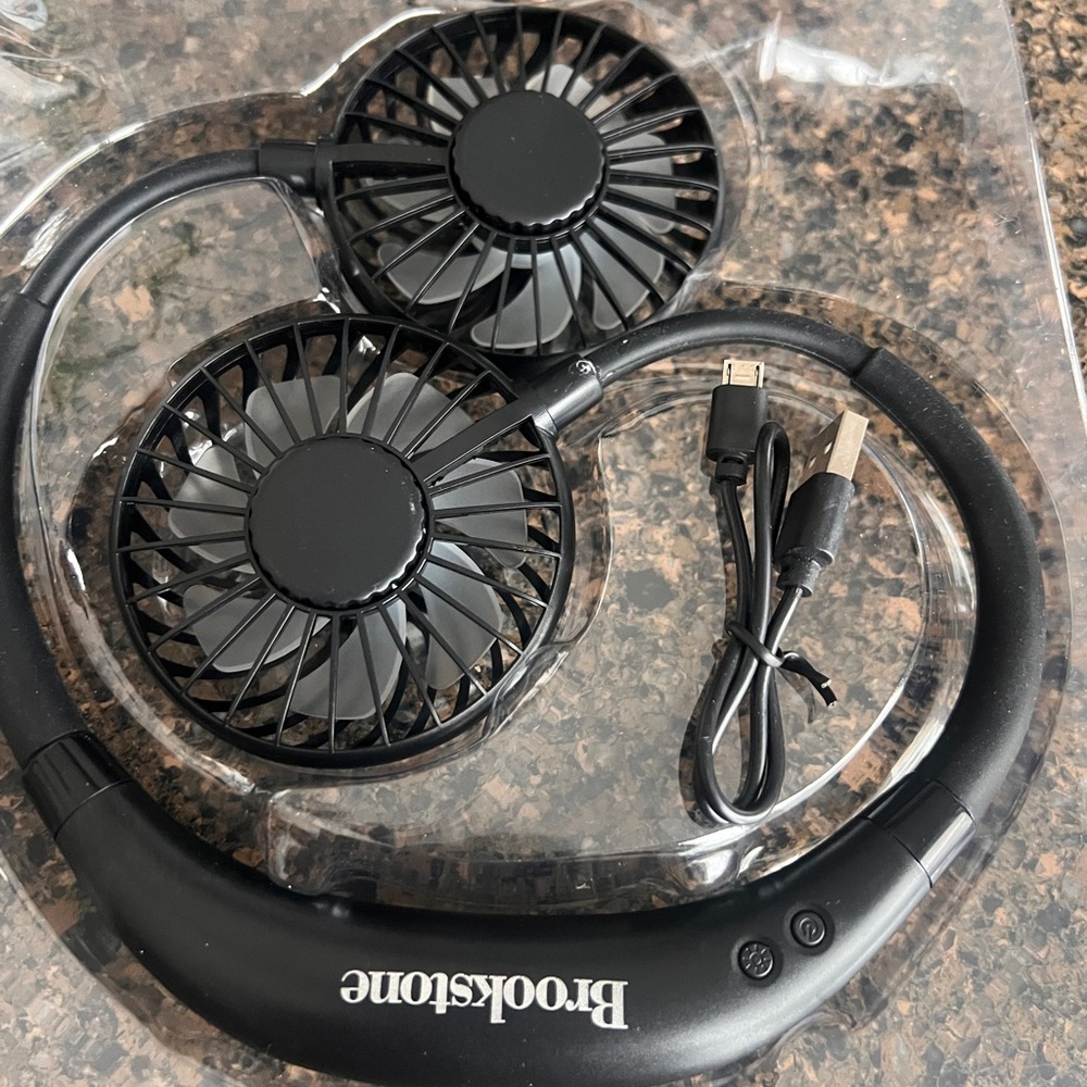 Brookstone Dual Neck/Table Fan with Color-Changing LED - Picture 4 of 8